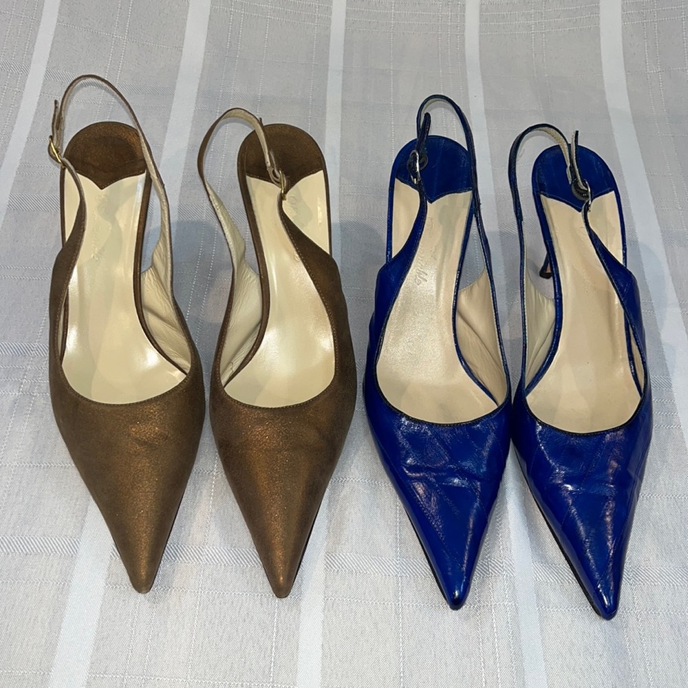 Faconnable Pointy Toe Slingback Heels: Size 11M